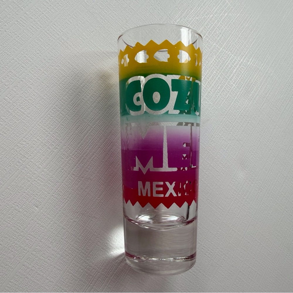 VTG‎ Cozumel Mexico colorful tall skinny shot glass
